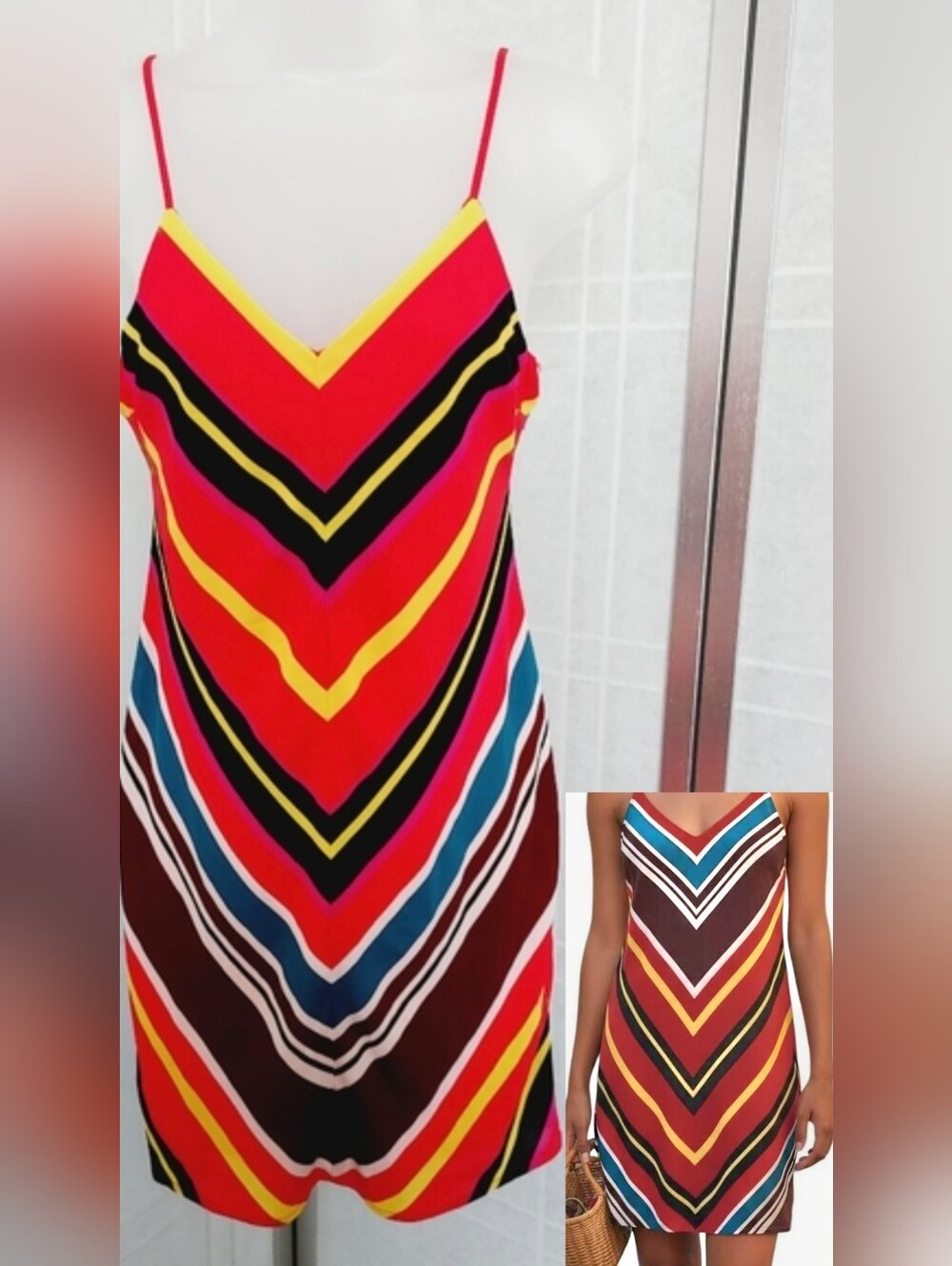 ✨️FINAL✨️Express NWOT! Rainbow colored Chevron Pattern dress 🤍Size XS